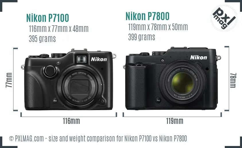 Nikon P7100 vs Nikon P7800 size comparison