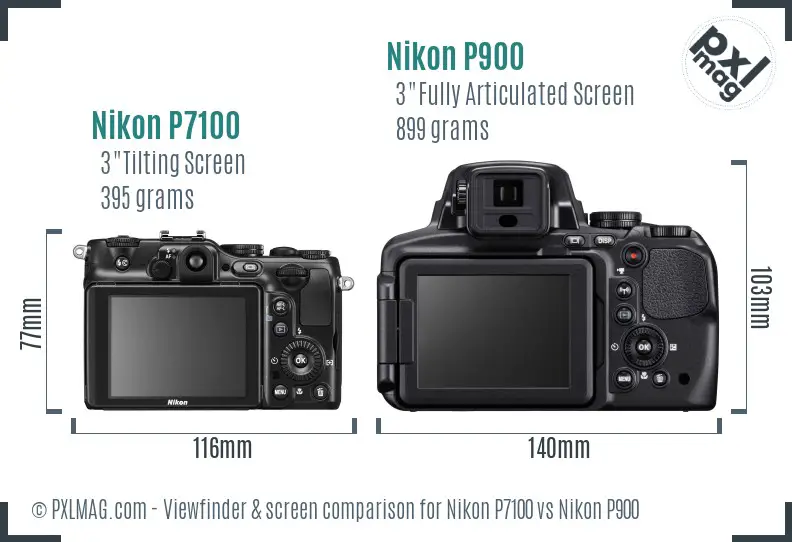 Nikon P7100 vs Nikon P900 Screen and Viewfinder comparison