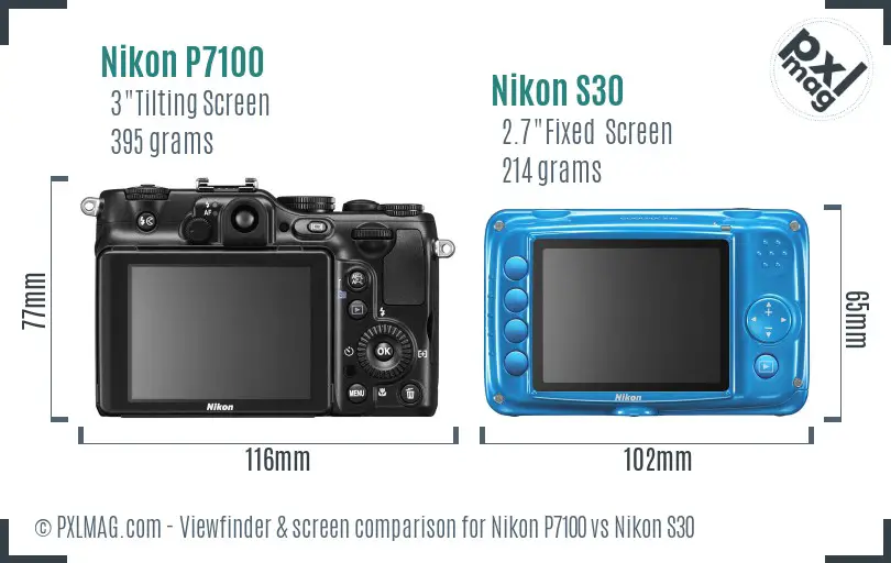 Nikon P7100 vs Nikon S30 Screen and Viewfinder comparison Nikon P7100 vs Nikon S30 Screen and Viewfinder comparison