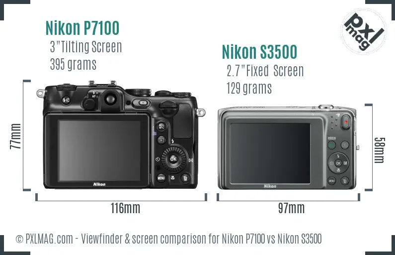 Nikon P7100 vs Nikon S3500 Screen and Viewfinder comparison