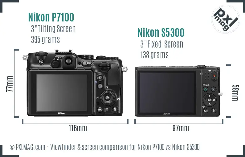 Nikon P7100 vs Nikon S5300 Screen and Viewfinder comparison