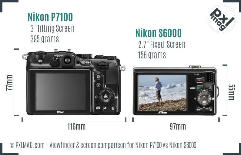 Nikon P7100 vs Nikon S6000 Screen and Viewfinder comparison