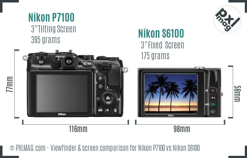 Nikon P7100 vs Nikon S6100 Screen and Viewfinder comparison