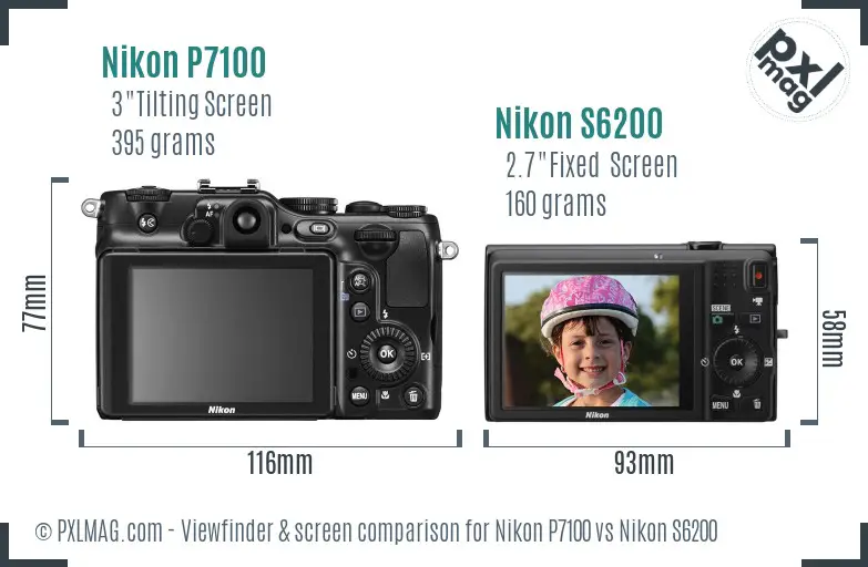 Nikon P7100 vs Nikon S6200 Screen and Viewfinder comparison