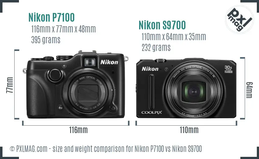 Nikon P7100 vs Nikon S9700 size comparison Nikon P7100 vs Nikon S9700 size comparison