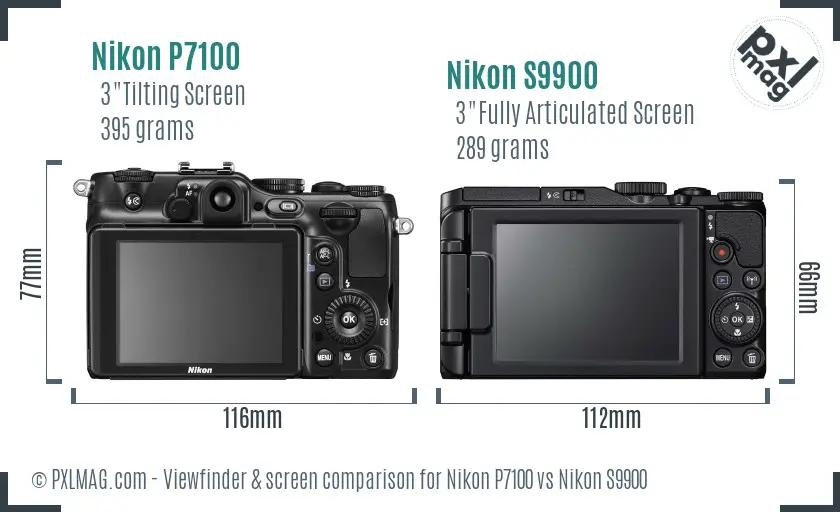 Nikon P7100 vs Nikon S9900 Screen and Viewfinder comparison