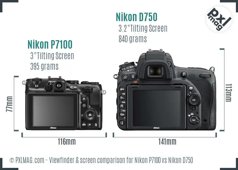Nikon P7100 vs Nikon D750 Screen and Viewfinder comparison Nikon P7100 vs Nikon D750 Screen and Viewfinder comparison