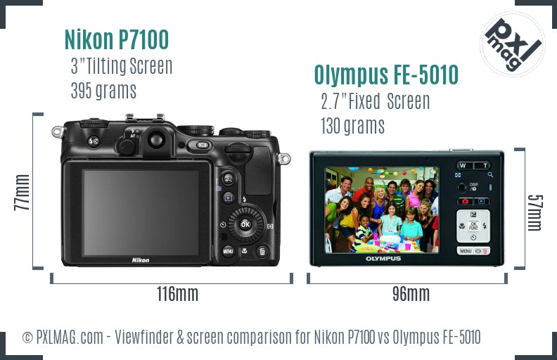 Nikon P7100 vs Olympus FE-5010 Screen and Viewfinder comparison