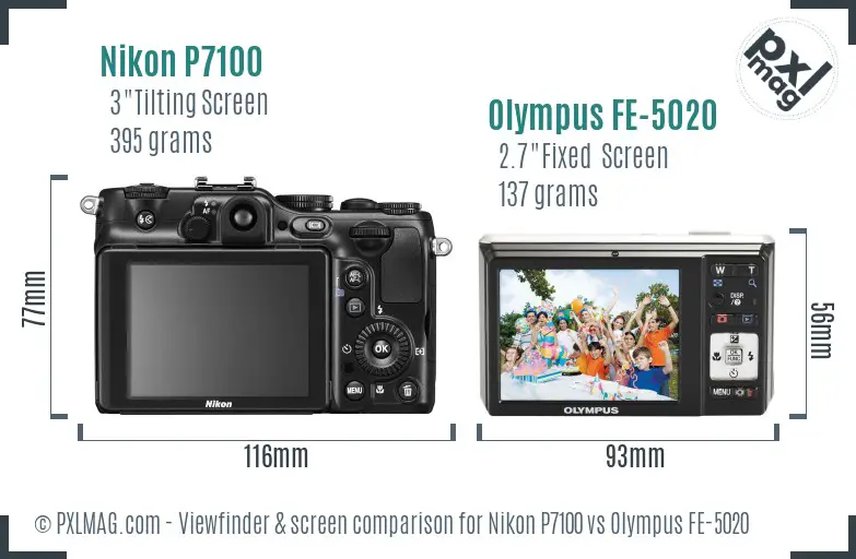 Nikon P7100 vs Olympus FE-5020 Screen and Viewfinder comparison Nikon P7100 vs Olympus FE-5020 Screen and Viewfinder comparison