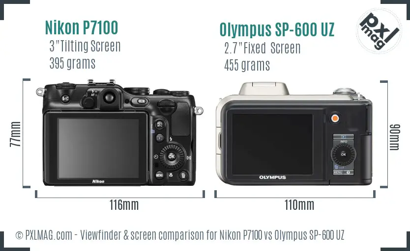 Nikon P7100 vs Olympus SP-600 UZ Screen and Viewfinder comparison