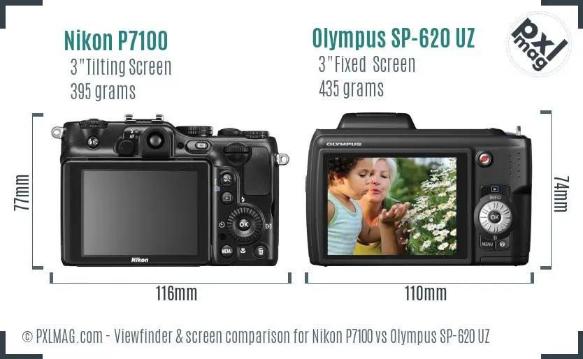 Nikon P7100 vs Olympus SP-620 UZ Screen and Viewfinder comparison Nikon P7100 vs Olympus SP-620 UZ Screen and Viewfinder comparison