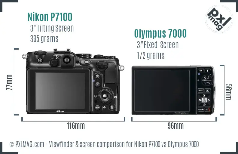 Nikon P7100 vs Olympus 7000 Screen and Viewfinder comparison