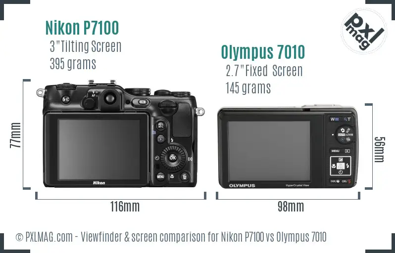 Nikon P7100 vs Olympus 7010 Screen and Viewfinder comparison