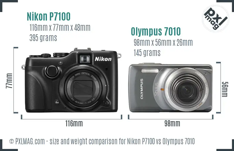Nikon P7100 vs Olympus 7010 size comparison