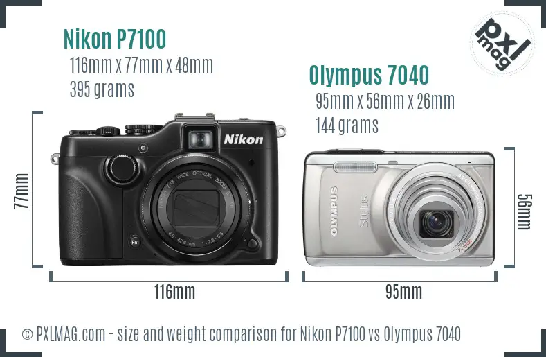 Nikon P7100 vs Olympus 7040 size comparison Nikon P7100 vs Olympus 7040 size comparison