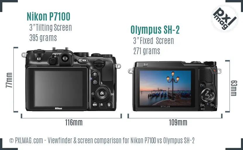 Nikon P7100 vs Olympus SH-2 Screen and Viewfinder comparison