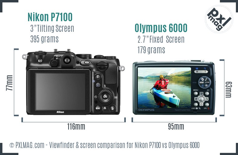 Nikon P7100 vs Olympus 6000 Screen and Viewfinder comparison