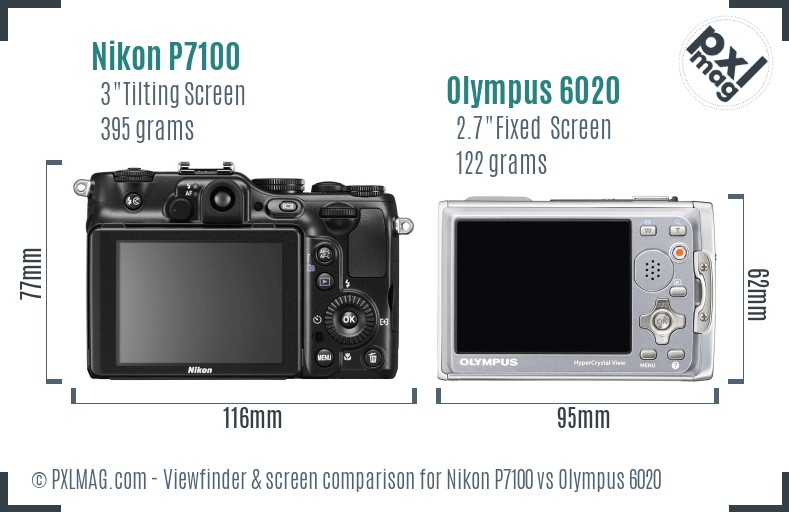 Nikon P7100 vs Olympus 6020 Screen and Viewfinder comparison