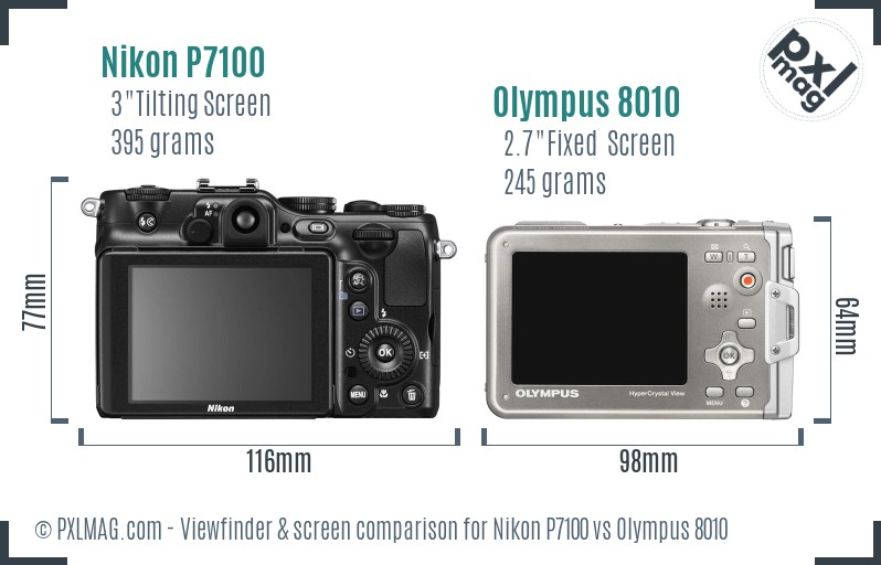 Nikon P7100 vs Olympus 8010 Screen and Viewfinder comparison