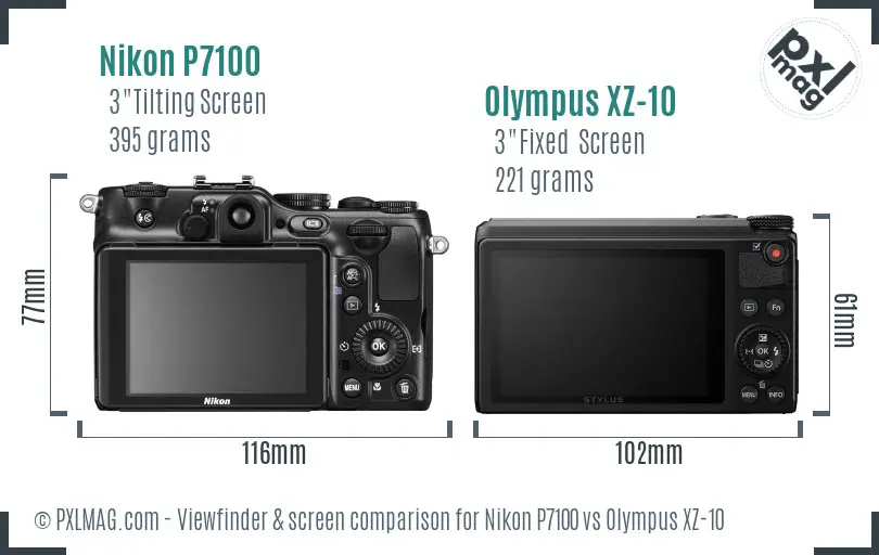 Nikon P7100 vs Olympus XZ-10 Screen and Viewfinder comparison