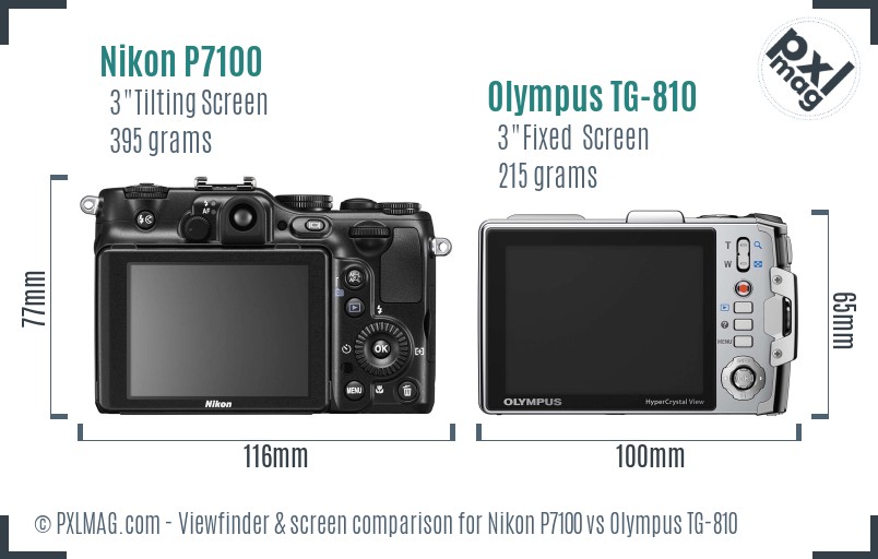 Nikon P7100 vs Olympus TG-810 Screen and Viewfinder comparison