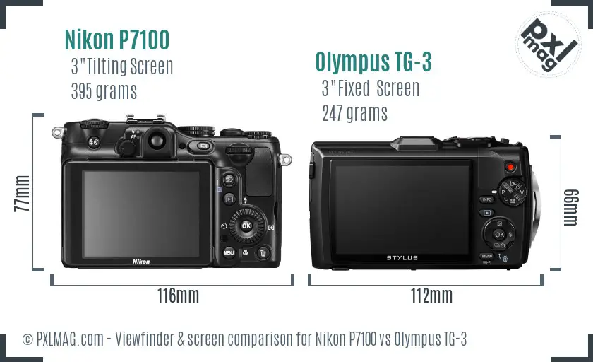 Nikon P7100 vs Olympus TG-3 Screen and Viewfinder comparison