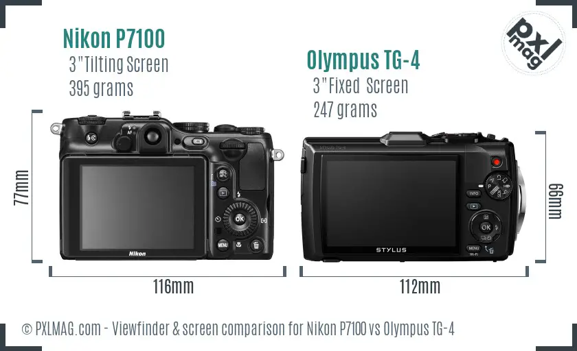 Nikon P7100 vs Olympus TG-4 Screen and Viewfinder comparison
