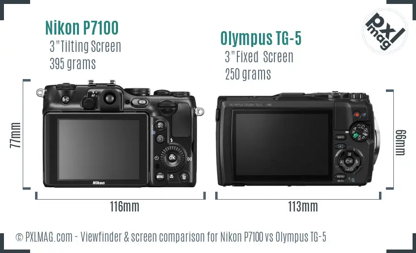 Nikon P7100 vs Olympus TG-5 Screen and Viewfinder comparison