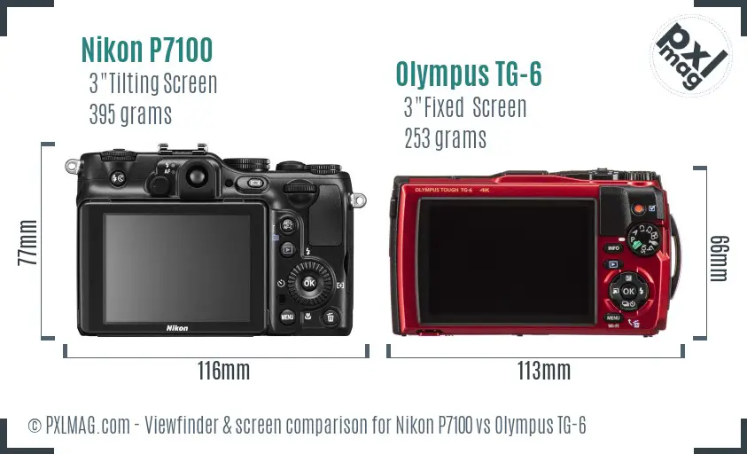 Nikon P7100 vs Olympus TG-6 Screen and Viewfinder comparison