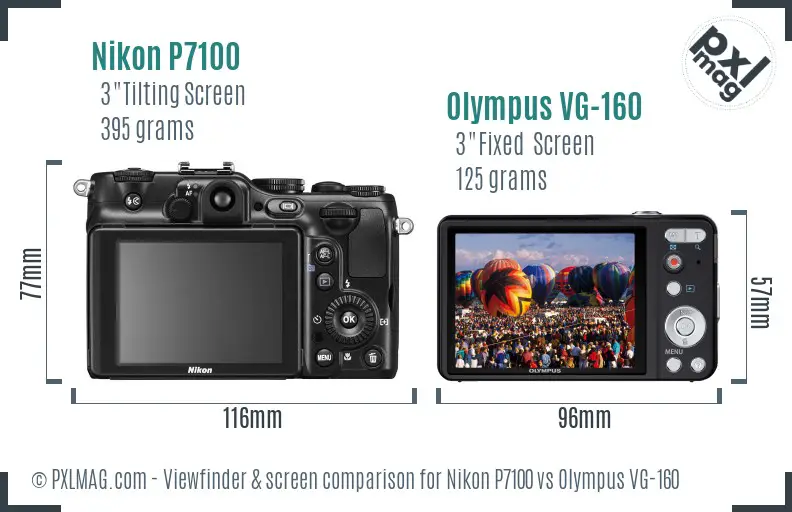 Nikon P7100 vs Olympus VG-160 Screen and Viewfinder comparison