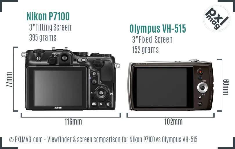 Nikon P7100 vs Olympus VH-515 Screen and Viewfinder comparison