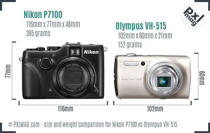 Nikon P7100 vs Olympus VH-515 size comparison