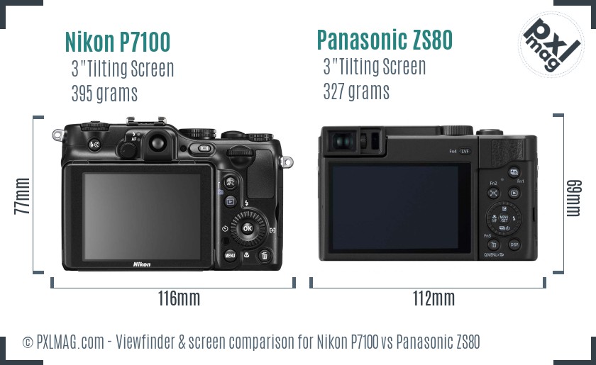 Nikon P7100 vs Panasonic ZS80 Screen and Viewfinder comparison