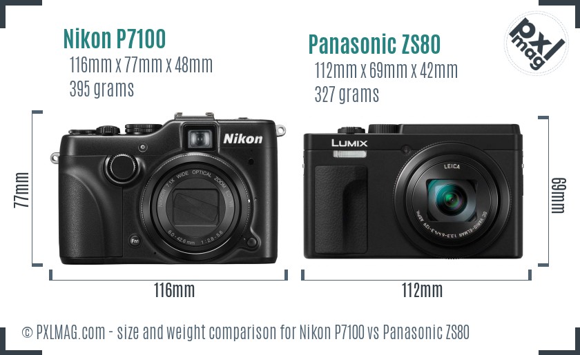 Nikon P7100 vs Panasonic ZS80 size comparison Nikon P7100 vs Panasonic ZS80 size comparison