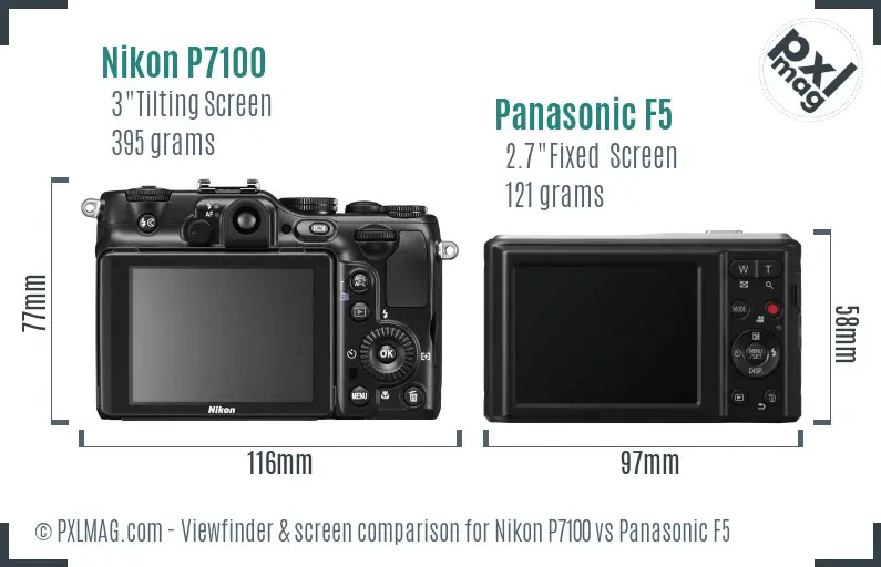 Nikon P7100 vs Panasonic F5 Screen and Viewfinder comparison