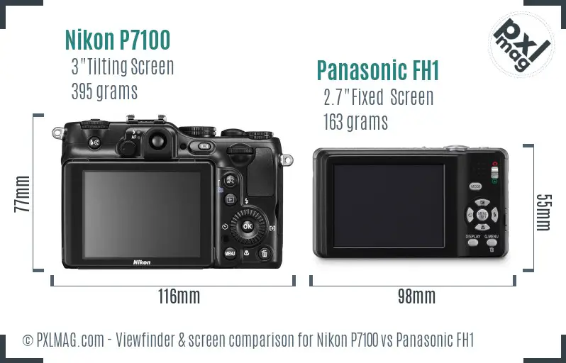 Nikon P7100 vs Panasonic FH1 Screen and Viewfinder comparison