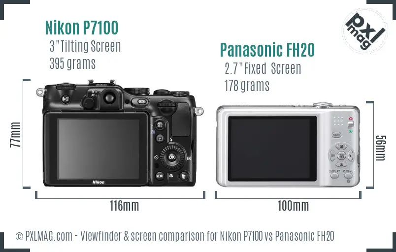 Nikon P7100 vs Panasonic FH20 Screen and Viewfinder comparison