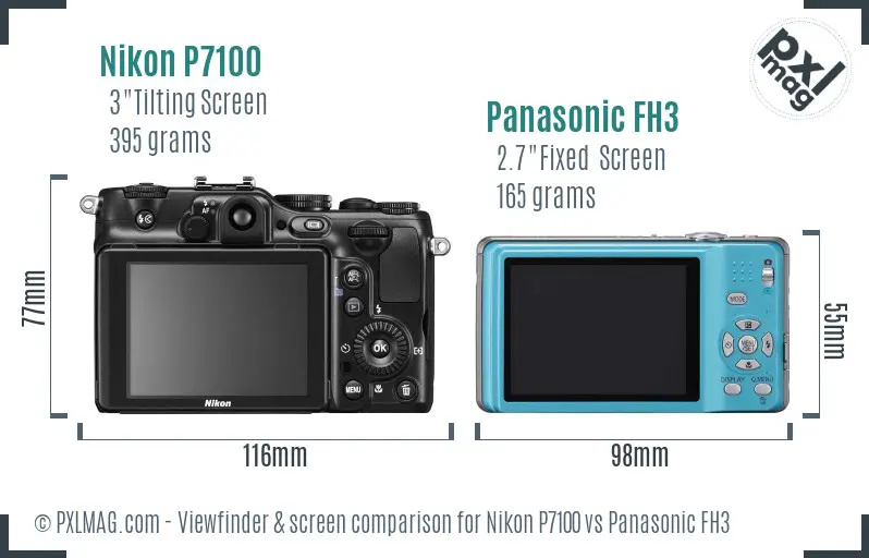 Nikon P7100 vs Panasonic FH3 Screen and Viewfinder comparison Nikon P7100 vs Panasonic FH3 Screen and Viewfinder comparison