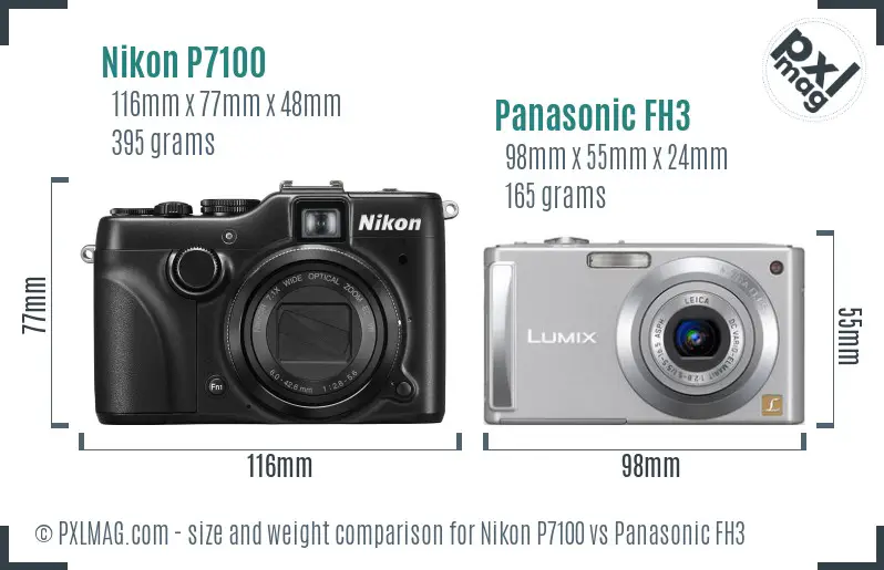 Nikon P7100 vs Panasonic FH3 size comparison Nikon P7100 vs Panasonic FH3 size comparison