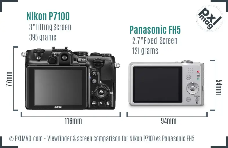 Nikon P7100 vs Panasonic FH5 Screen and Viewfinder comparison