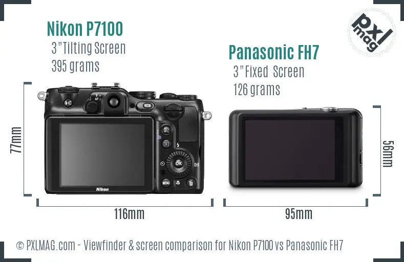 Nikon P7100 vs Panasonic FH7 Screen and Viewfinder comparison