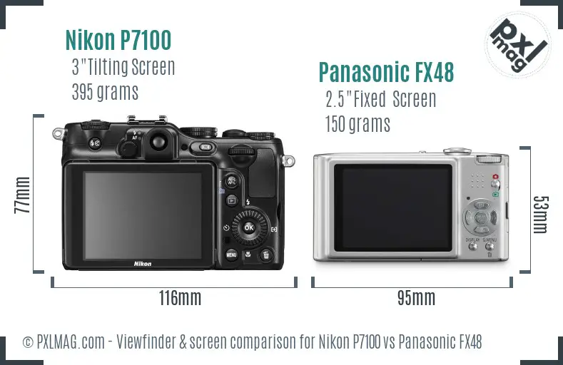 Nikon P7100 vs Panasonic FX48 Screen and Viewfinder comparison