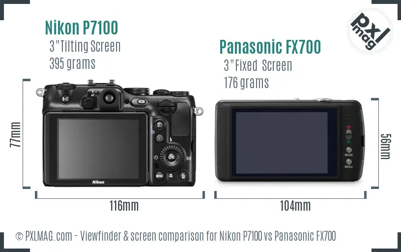 Nikon P7100 vs Panasonic FX700 Screen and Viewfinder comparison