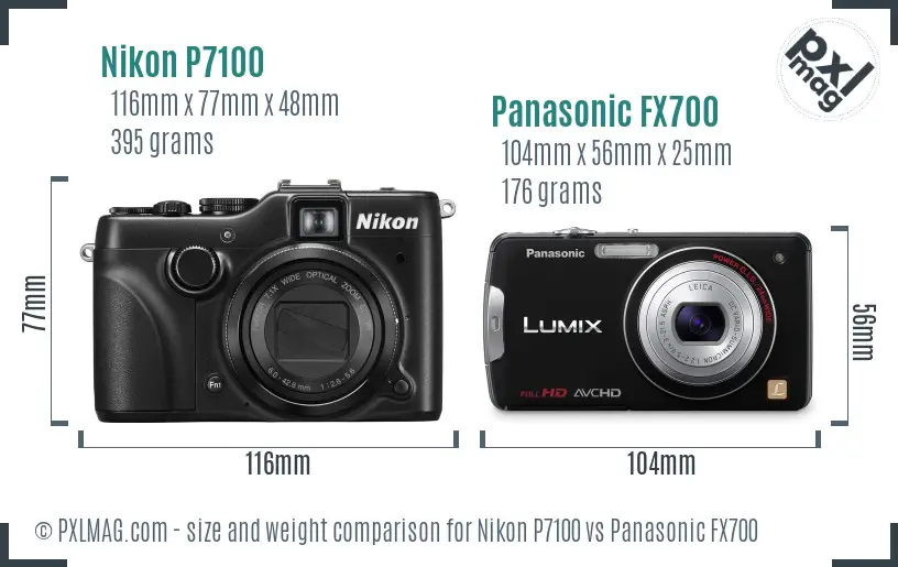 Nikon P7100 vs Panasonic FX700 size comparison