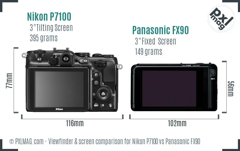 Nikon P7100 vs Panasonic FX90 Screen and Viewfinder comparison