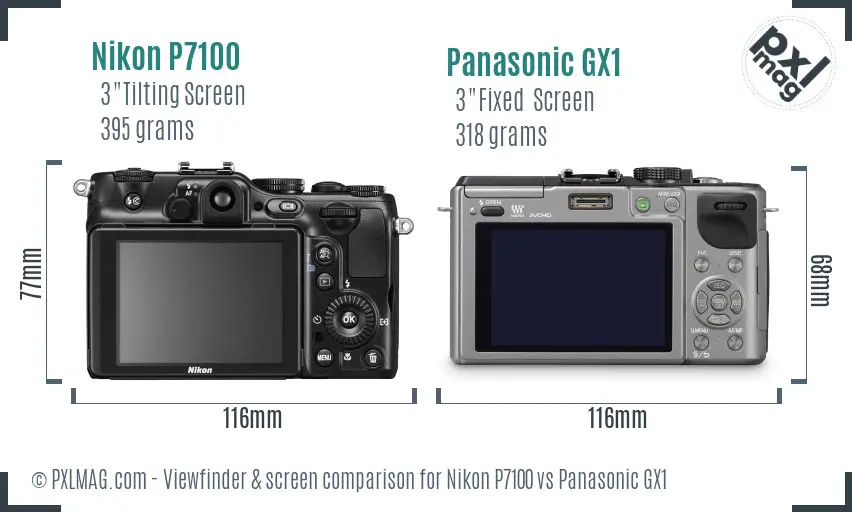 Nikon P7100 vs Panasonic GX1 Screen and Viewfinder comparison