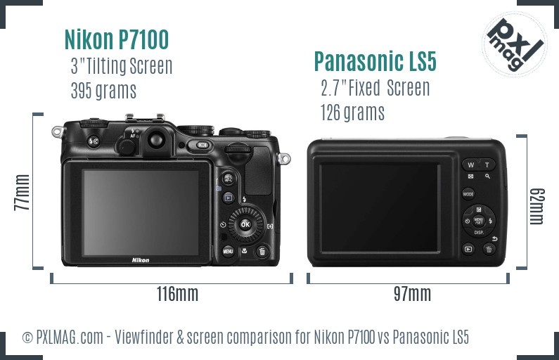 Nikon P7100 vs Panasonic LS5 Screen and Viewfinder comparison