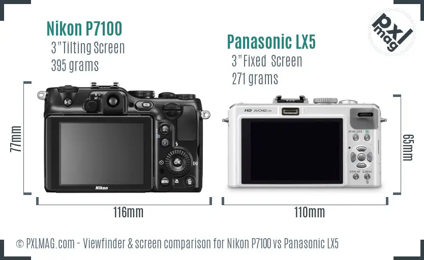 Nikon P7100 vs Panasonic LX5 Screen and Viewfinder comparison