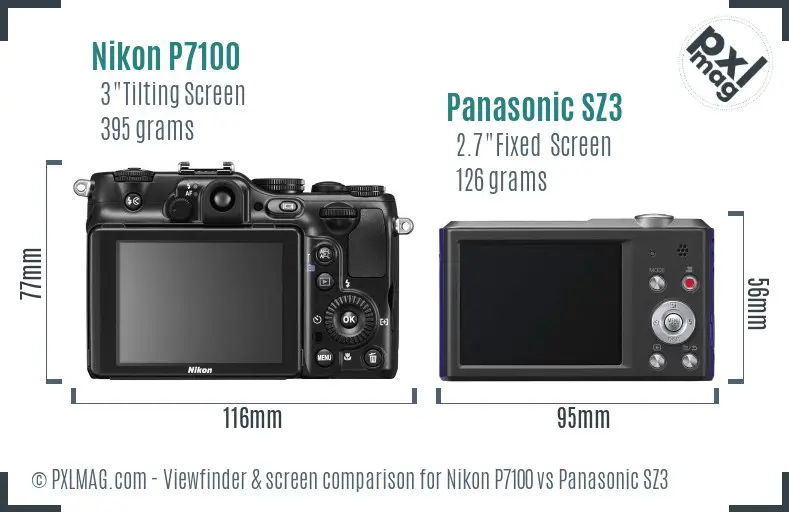 Nikon P7100 vs Panasonic SZ3 Screen and Viewfinder comparison Nikon P7100 vs Panasonic SZ3 Screen and Viewfinder comparison