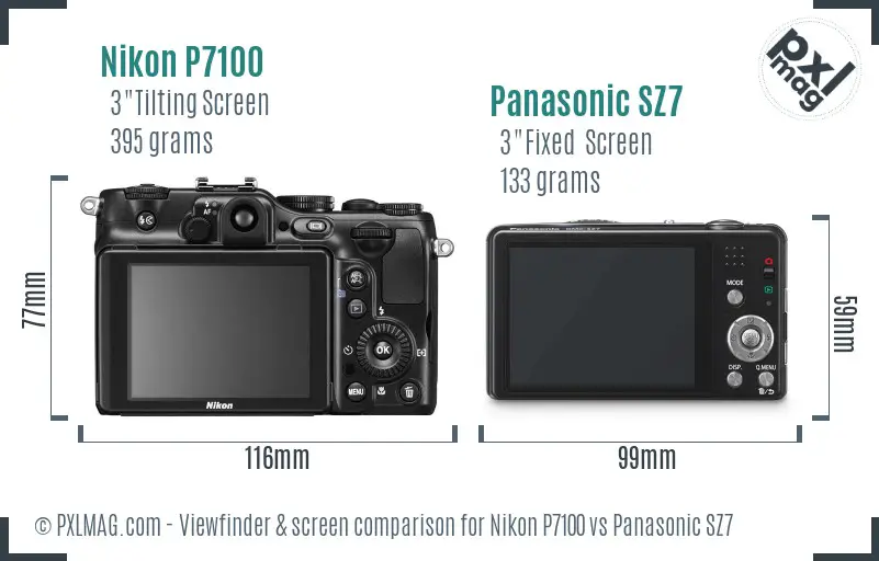 Nikon P7100 vs Panasonic SZ7 Screen and Viewfinder comparison